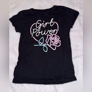 Place Black 'Girl Power' Tee with Pink and Green Accents